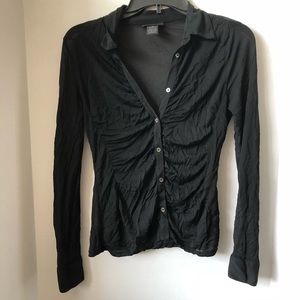 Black see through long sleeve blouse